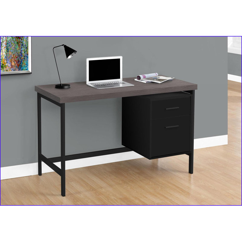Bureaux, bureau d'ordinateur moderne 48 po avec tiroirs de rangement, configuration gauche / droite réversible | Noir | Panneau de particules