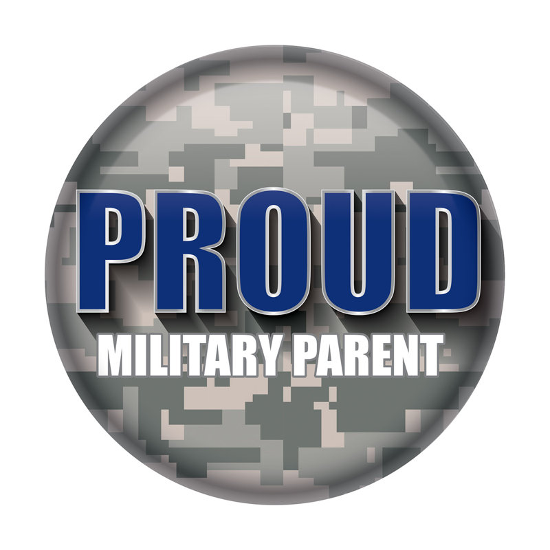 Fier militaire, bouton de parent, Gris / bleu