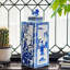 20" Blue & White Square Fu Dog Jar