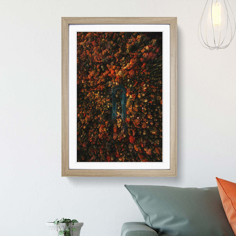 Forest Road in Austria - Framed Print, 36cm H x 27cm W x 2cm D, Oak Framed
