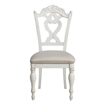 Chaise de bureau victorienne de style victorien blanc antique avec siège rembourré 1pc