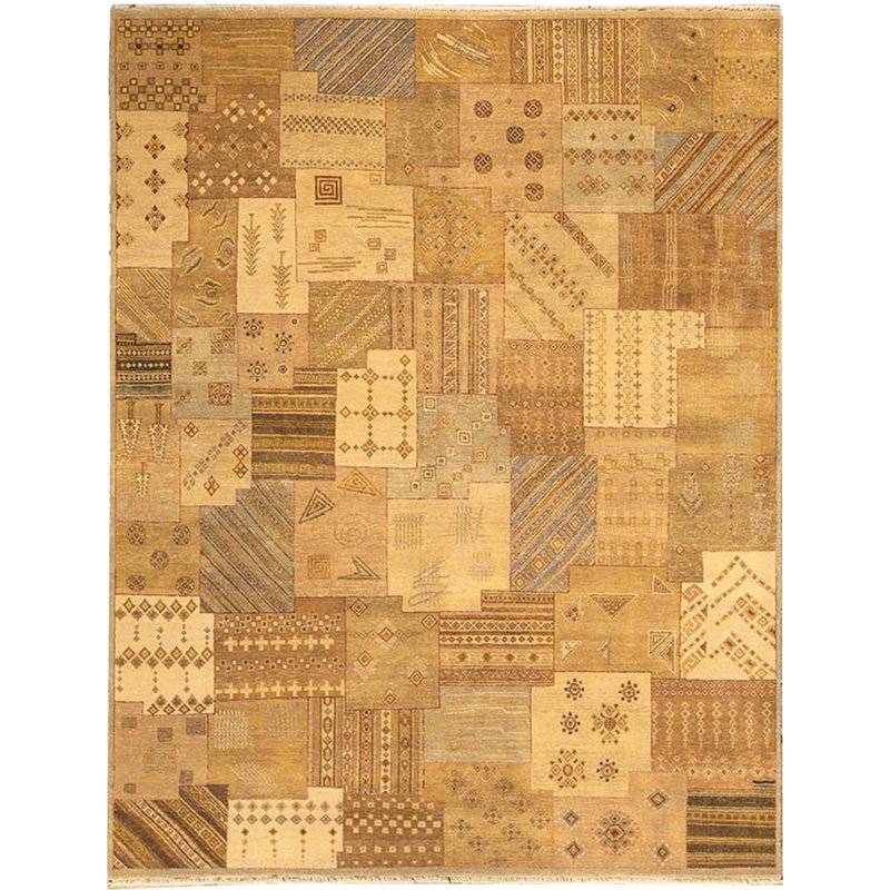 Tapis brun / crème de haute qualité noué à la main