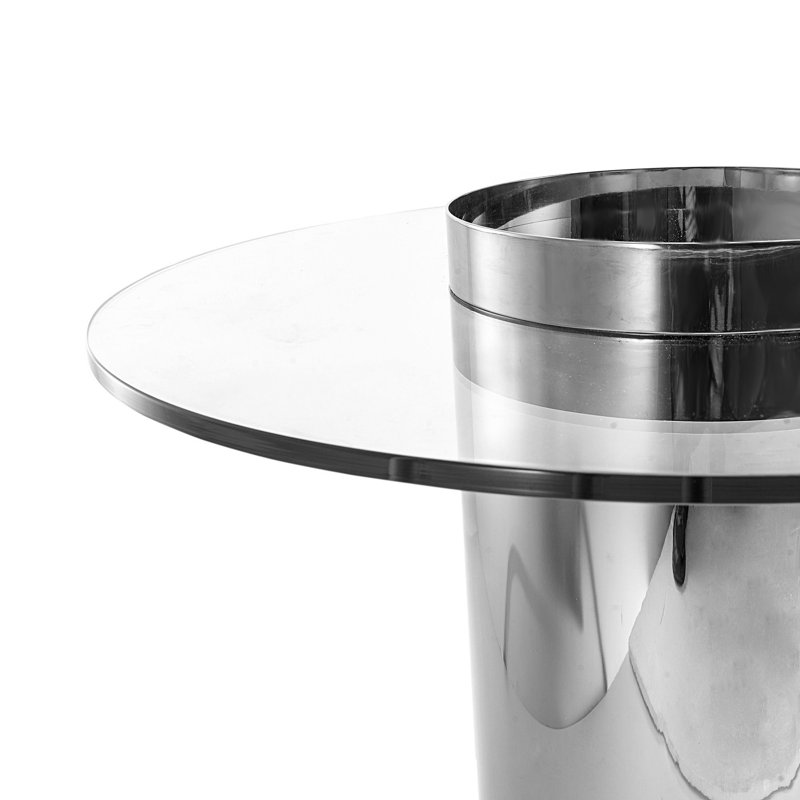 Table de bout cylindrique en verre, H 23,5 po x l 28 po x P 27,5 po, Argent