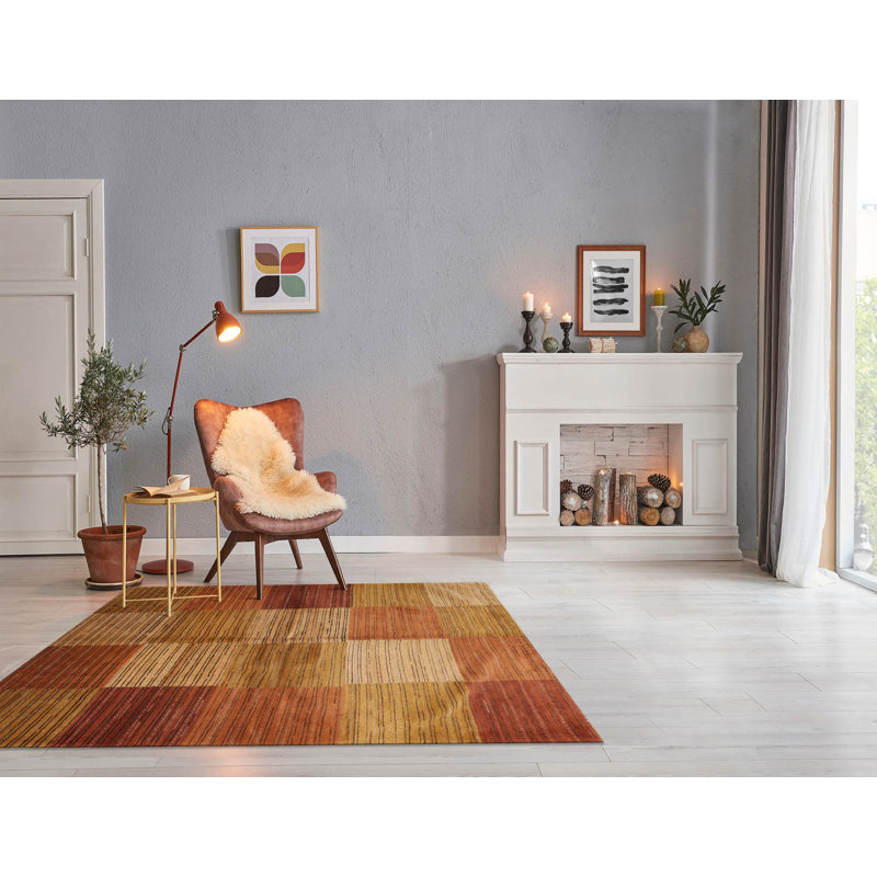 Tapis rectangulaire unique en laine 4 pi 2 po x 5 pi 3 po Grallon