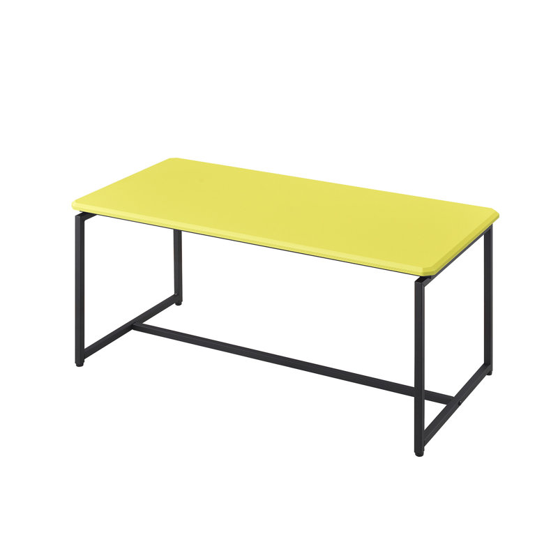 Table basse et bout jaune - Enveloppe en fibre de carbone, densité moyenne, table enveloppante à pieds réglables, 2 tables, bords biseautés,