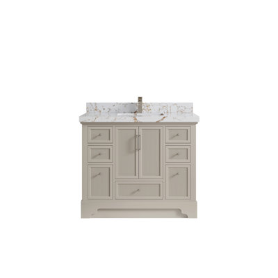 Alys 42'' Free Standing Single Bathroom Vanity with Quartz Top -  Willow Collections, ALS_FNG_VL_GL_42