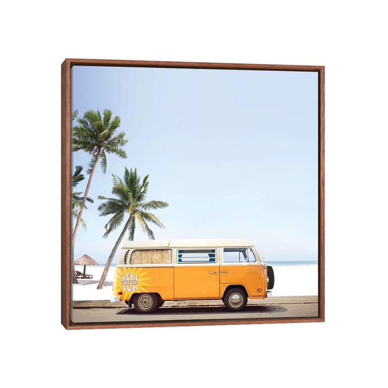 "Here Comes The Sun" par Erin Summer-reproduction de photo, Pas de tapis, Toile avec cadre en bois brun classique