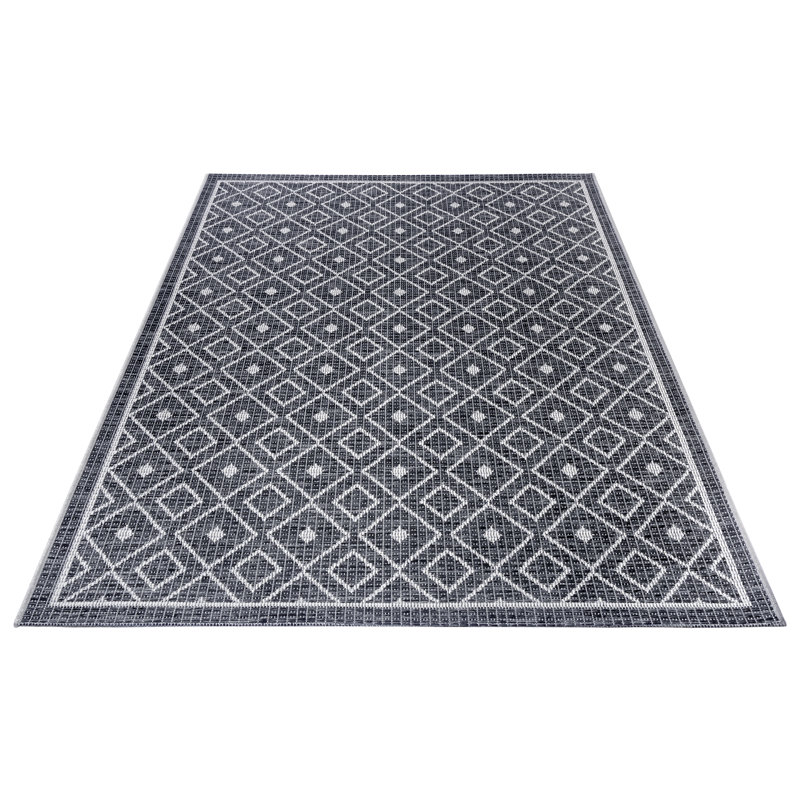 Flatweave Grey/Beige Rug, Rectangle 235 x 155cm