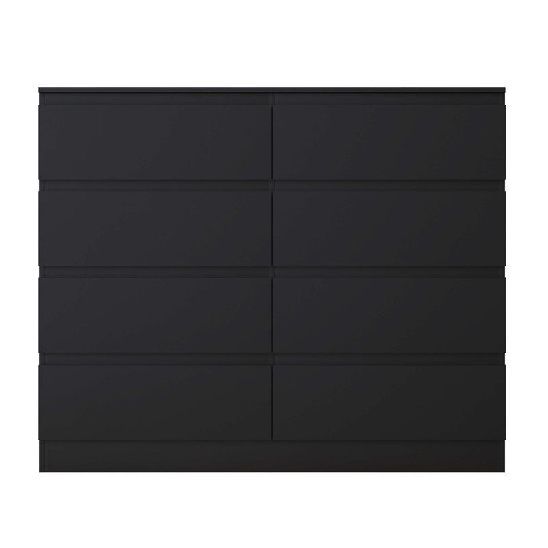 Takeyla 8 Drawer Wide 4+4 Chest Of Drawers, Black