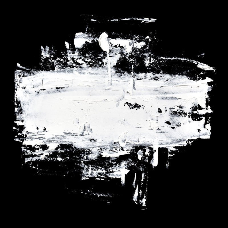 Themba - peinture à l'huile blanche par Zoom-Zoom, H 12 po x l 12 po