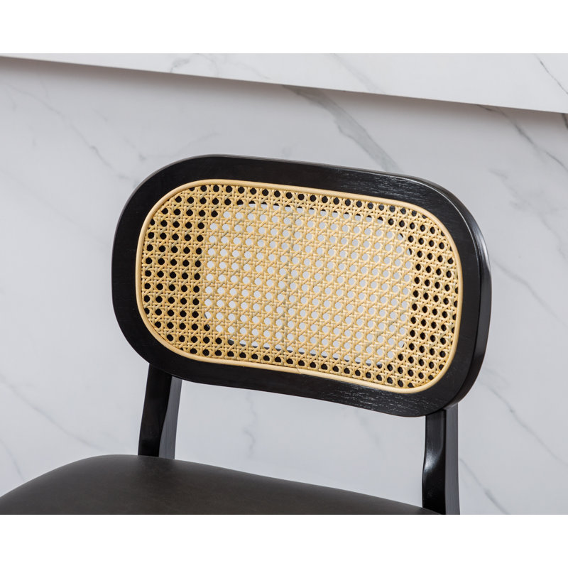Aliysha Upholstered Counter Stool, Black Faux Fur