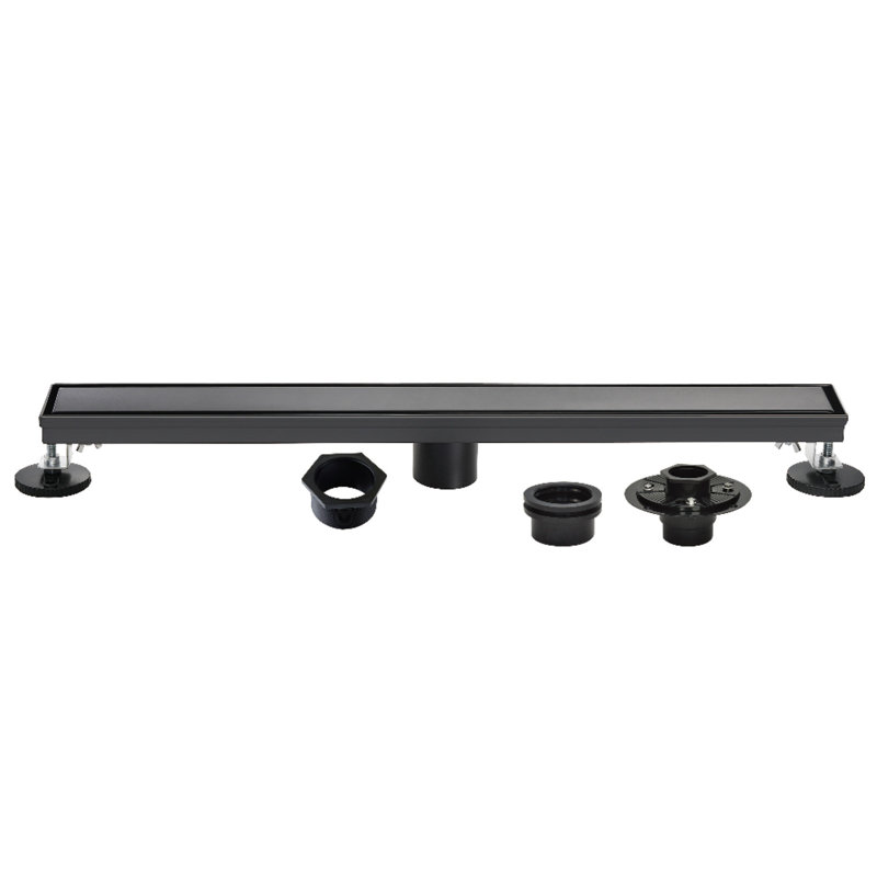 Kingston Watercourse 32-Inch Stainless Steel Linear Shower Drain With Flange And Hair Trap, Matte Black