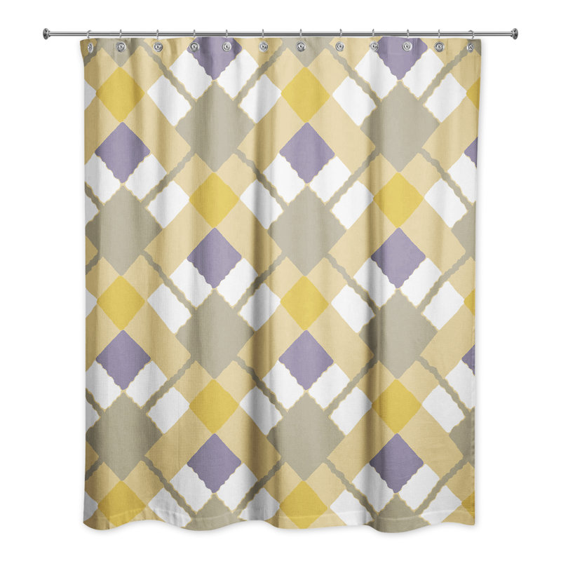 Rideau de douche simple Lochlan, Jaune / Gris