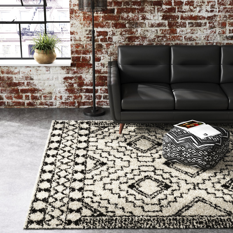 Tapis gris anthracite / crème Hilary Southwestern, Tapis de couloir 2 pi 7 po x 7 pi 3 po