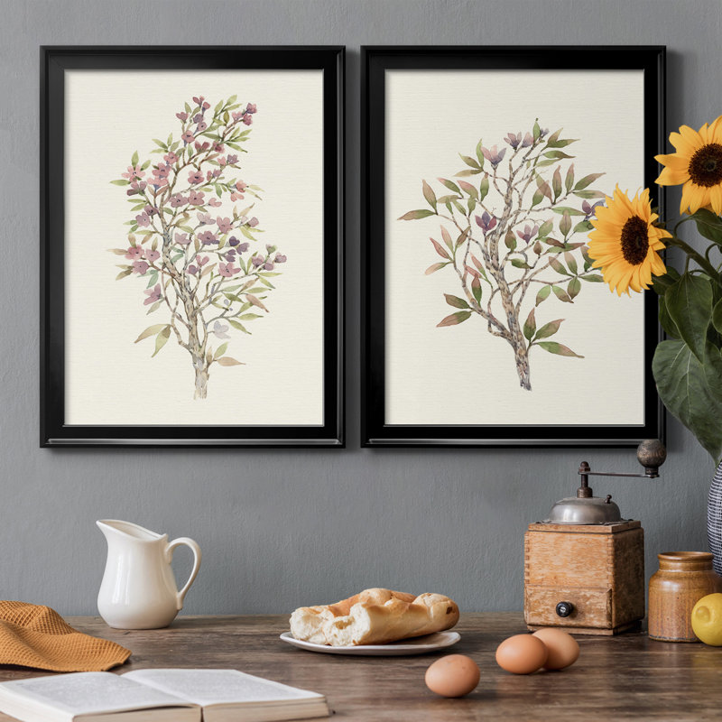 «Twig Study I», ensemble de 2 impressions sur toile encadrées, Cadre noir, H 24,5 po x l 18,5 po x P 1,25 po
