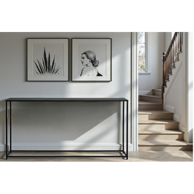Pangea Home Weidler Miley Console Table- Metal Console Table – Modern Slim Entryway & Sofa Console in 56" Width- Black Metal Console
