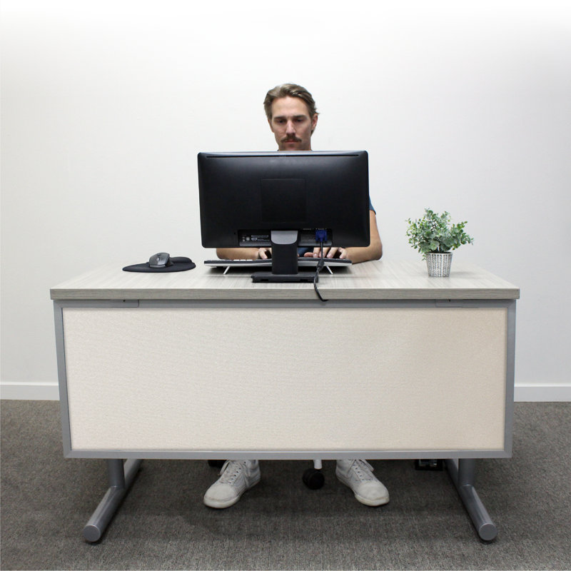 Panneau d'intimité de bureau à 1 panneau Avalos Acoustical, Naturel / naturel, Aluminium, H 24 po x l 30 po x p 0,63 po