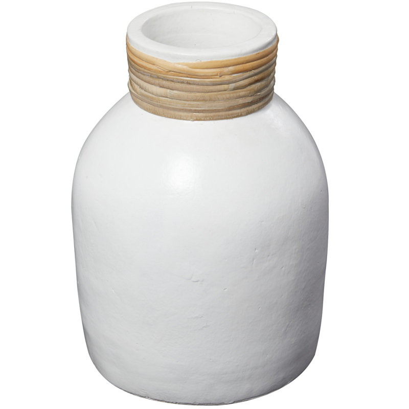 Terracotta Decorative Bottle, 11.3" H x 8.05" W x 8.05" D, White