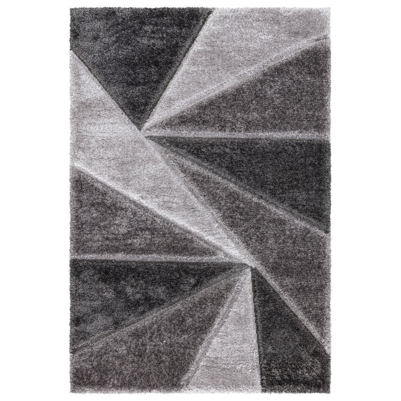 Todi Rug Carpet Runner Mat Geometric Machine Tufted Shag Indoor / Outdoor Area Rug, Rectangle 5'3" x 7'6"