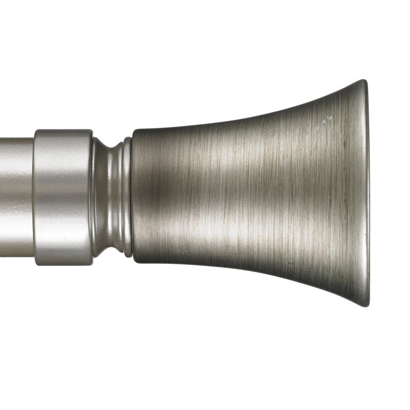 Tringle à rideaux simple 1,5 po Fusco, H 3,5 po x l 60 po x P 3,75 po, Argent antique