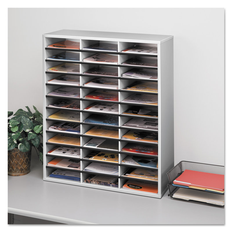 Gray and White 36-Shelf Literature Organizer