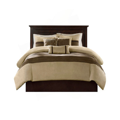 7 PC Pieced Faux Suede Comforter Set