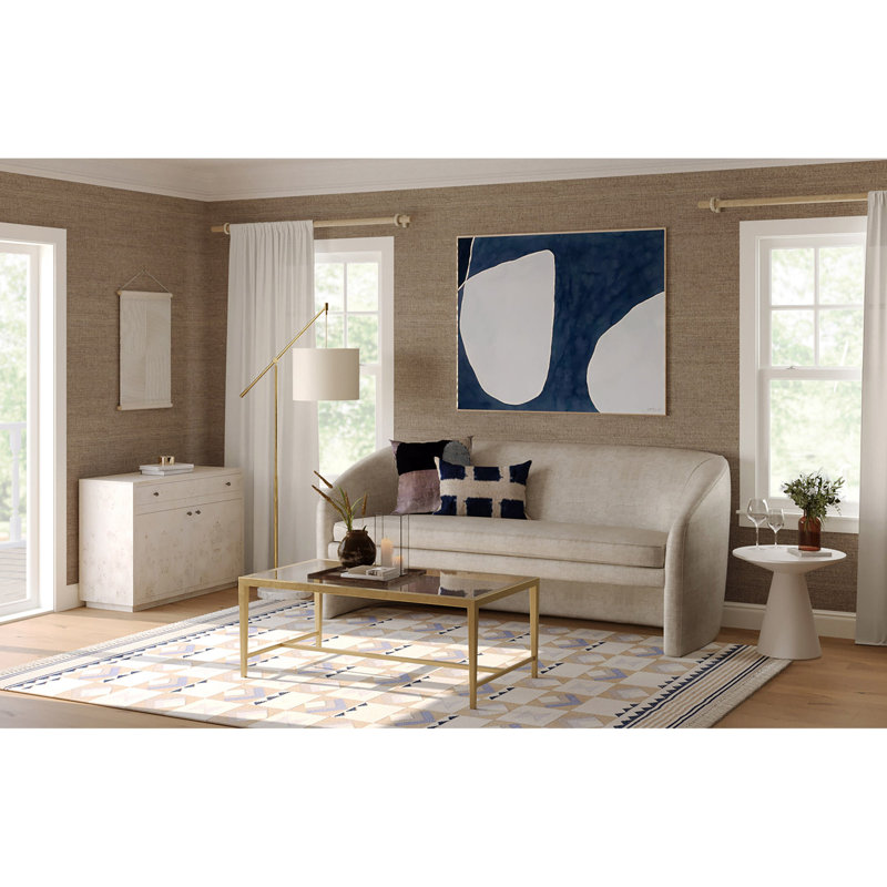 Turn Key Geometric Area Rug in Ivory/Beige/Blue, Rectangle 10' x 14'