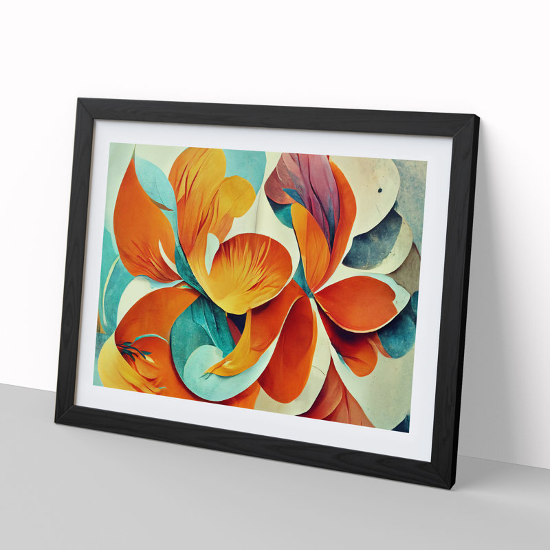 Artistic Flowers Abstract Vol.6 - Single Picture Frame Print, Black Framed, 46cm H x 64cm W x 2cm D