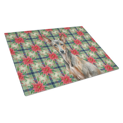 Xoloitzcuintli Christmas PoinsettIas Glass Cutting Board