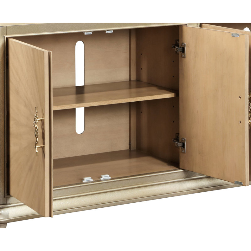 Console en placage d'érable avec gestion des câbles de style chêne avec art