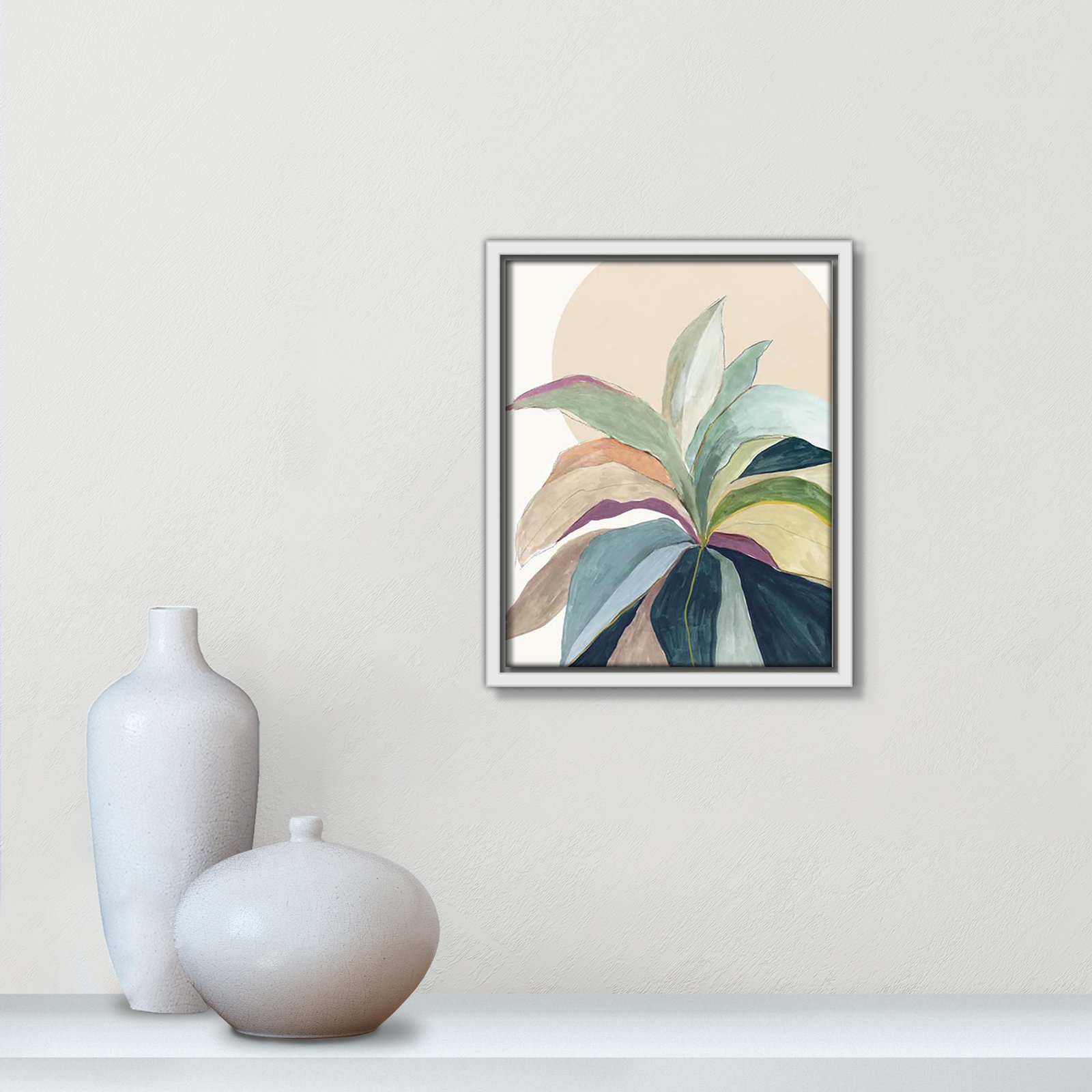 Sherbrooke Sunny Bright Leaves II by Asia Jensen Print, No Mat, White Floater Framed, 11.5" H x 9.5" W x 2" D