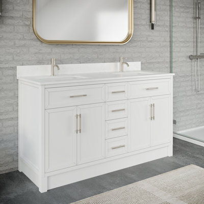 Ensemble de meuble-lavabo blanc en bois massif l 60 po x P 22 po Blakely II