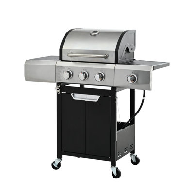 Barbecue au propane en acier inoxydable à 3 brûleurs, 40 500, 42,49 po Profondeur, côté et couvercle pour barbecue en acier extérieur Po Réchaud de réchaud, paquet de 24,21