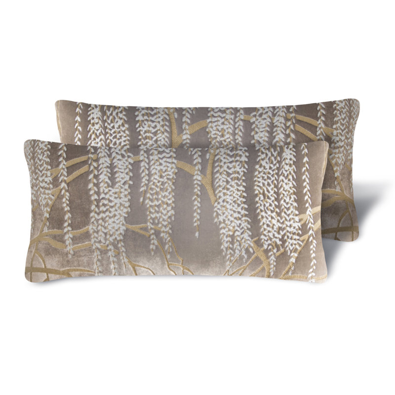 Willow Metallic Mini Rectangular Velvet Pillow Cover & Insert, Coyote Brown, Rectangle 7"H x 15"W