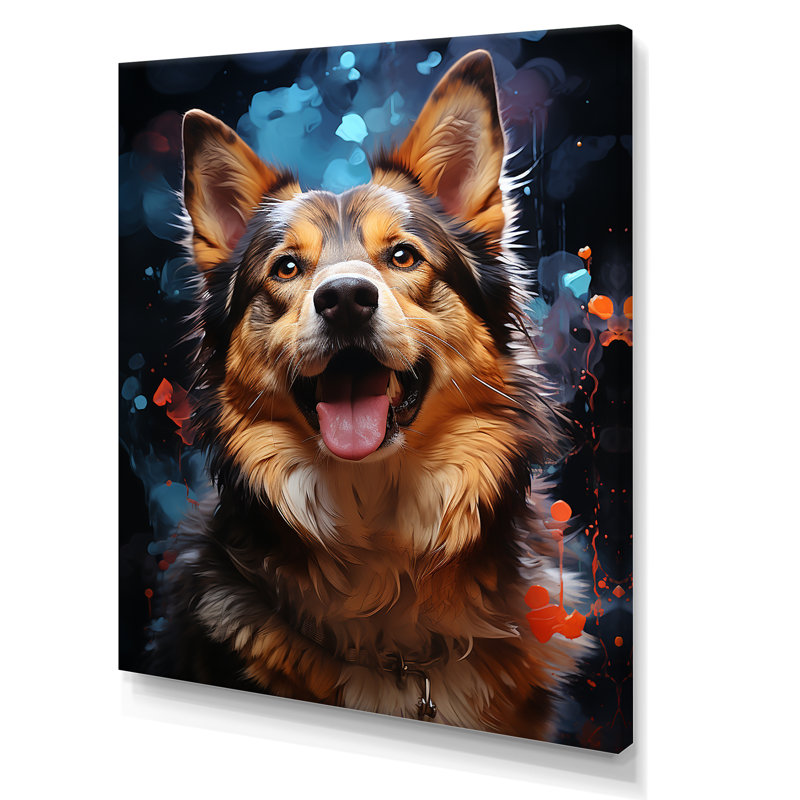 Chien Akita Aurora I - reproduction sur toile, Toile tendue, H 20 po x l 12 po