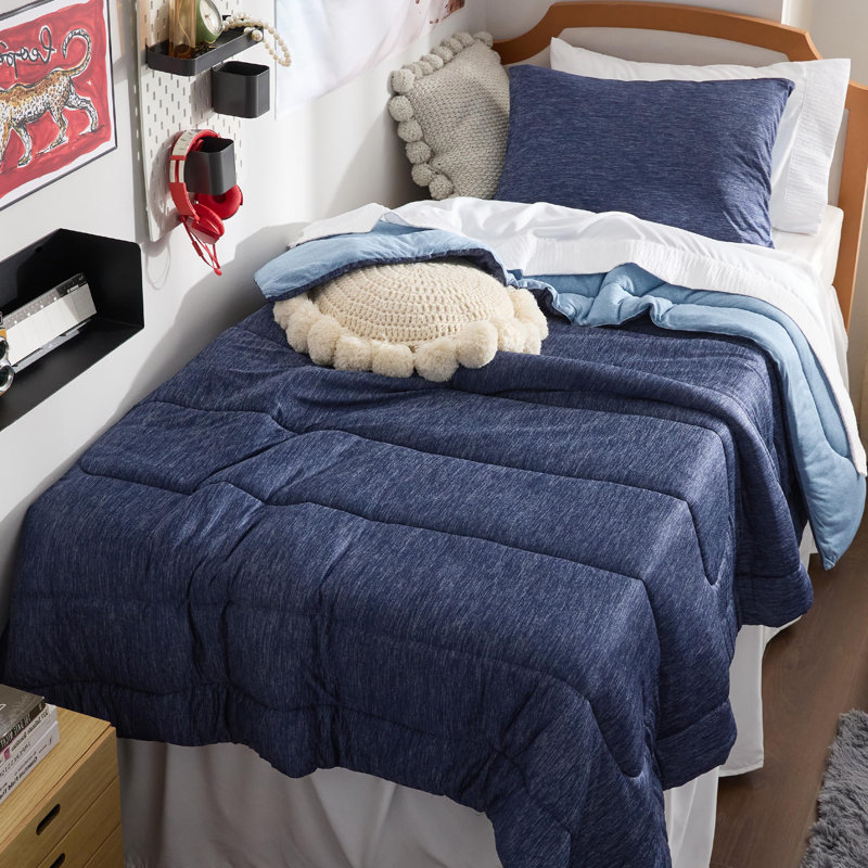 Bedsure Cooling And Warm Bed Set, Navy Blue - Reversible, Twin Comforter with 1 Pillowcase