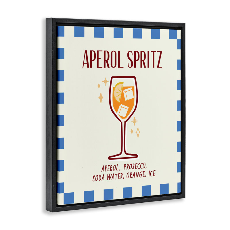 Cadre flottant rétro Summer Fizzy Cocktail, design par Emily Dumas, Cadre flottant noir de jais, H 21 po x l 17 po