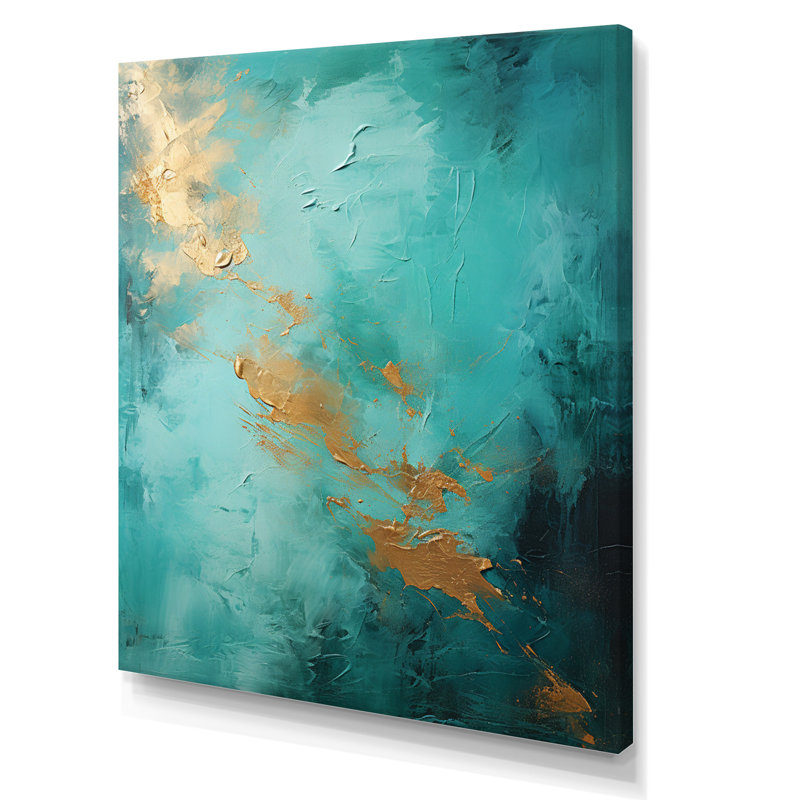 Jaivien turquoise tranquillité VI - paysages abstraits, art mural, H 32 po x l 24 po, Toile tendue