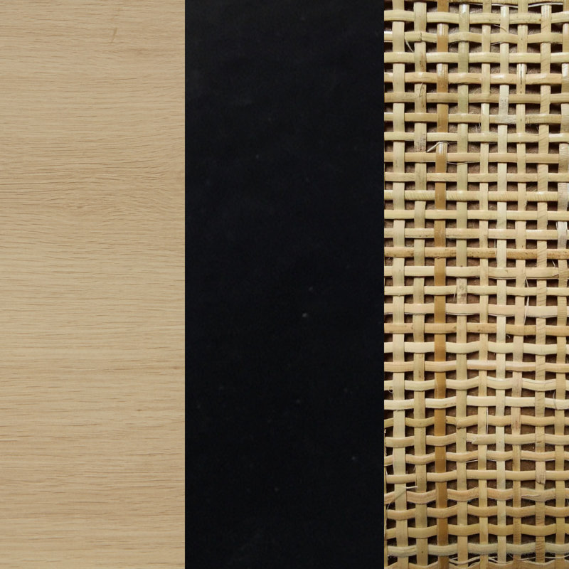 2 - Drawer End Table, Oak/Cane/Black