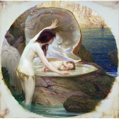«A Water Baby» par Herbert James Draper - Art mural sur toile tendue avec châssis