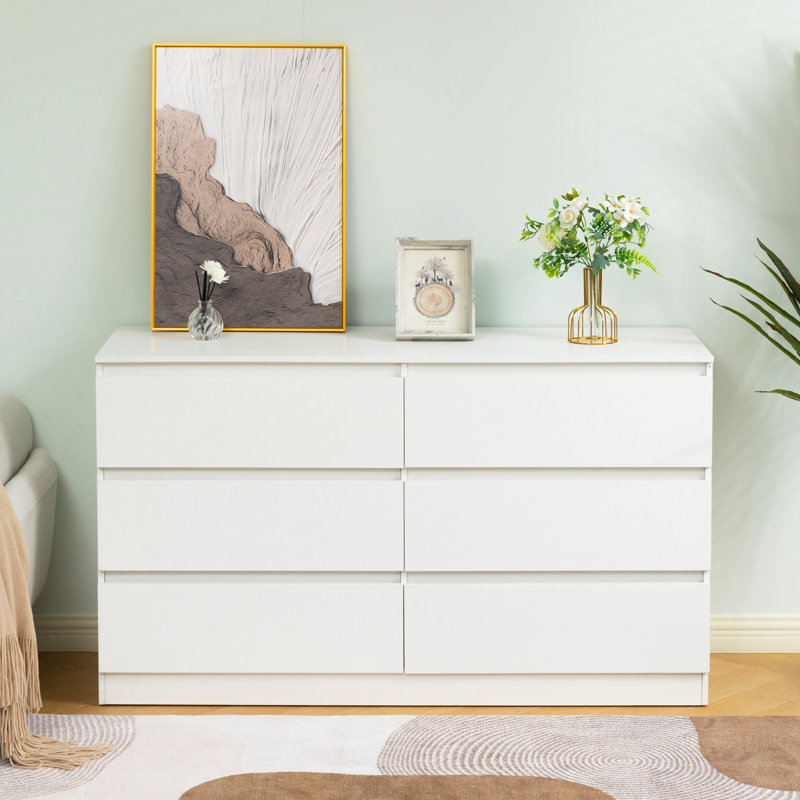 Commodes décoratives avec six tiroirs, Blanc