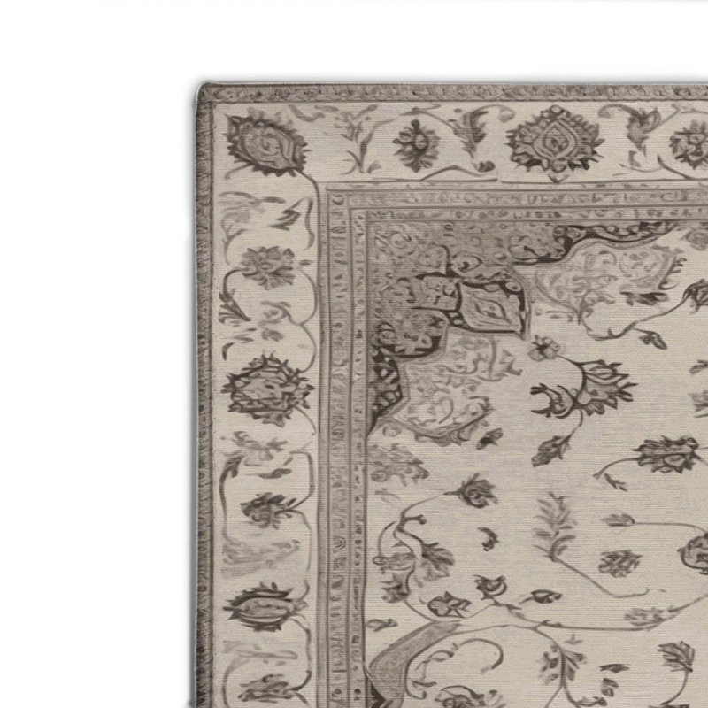 Tabriz Beige Indoor and Outdoor Area Rug, Rectangle 2' x 3'