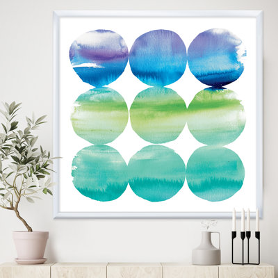 Cadre photo « circle abstract blue colorfields iii », reproduction sur toile