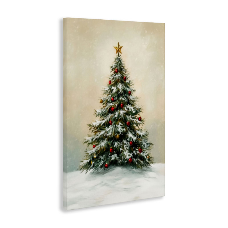 Arbre d'hiver avec toile décorative, design par LSR Design Studio, H 24 po x l 16 po