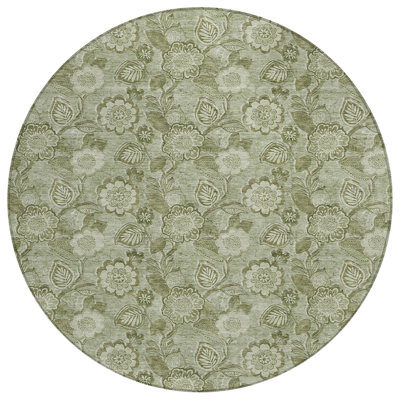 Machine Washable Indoor/Outdoor Xhevrie Aloe Rug