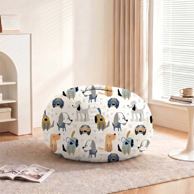 Fauteuil à billes 2,5 pi pour ados et jeunes, bande de velours et tissu chenille, rembourrage en mousse haute densité, fauteuil à billes moelleux et confortable