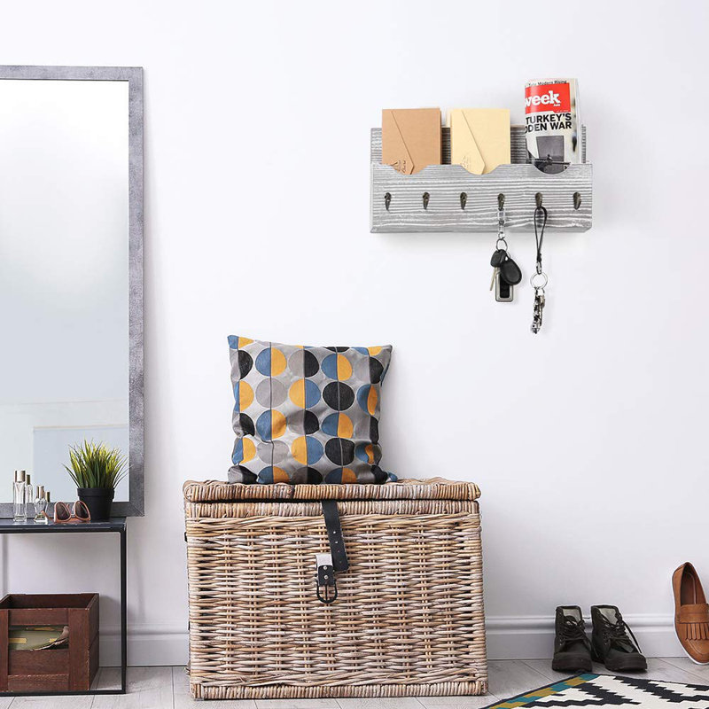 Alessia Solid + Manufactured Wood Wall Organizer, Rustic White