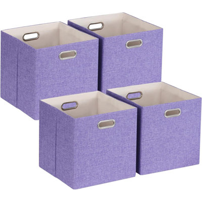 4-pack Purple Fabric Cube Storage Bins With Handles