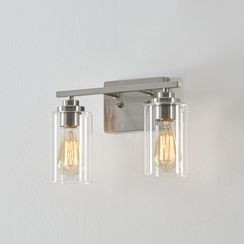 Quitterie - Éclairage pour meuble-lavabo, Nickel brossé, Clear, 2