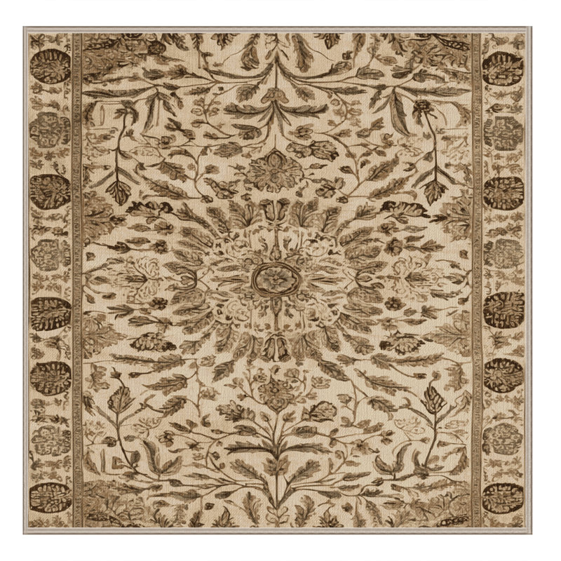 Tapis brun lavable à la machine, Carré 8 pi